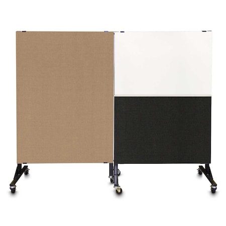 United Visual Products Sliding Door Indoor Enclosed Corkboard, 4 UV9001ACS4824-BLACK-MEDGRY